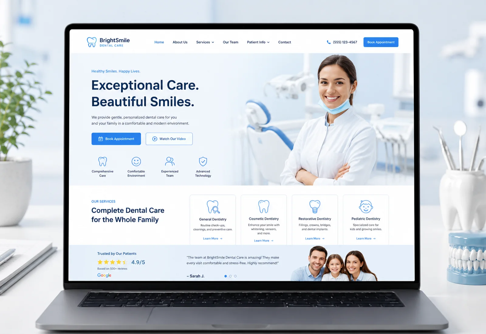 Dental practice website design direction